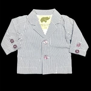 Monica & Andy blazer blue and white 100% organic cotton